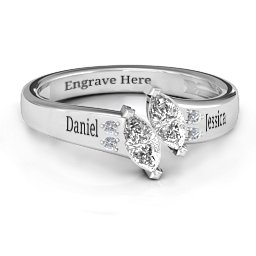 Twin Marquises and Accent Ring