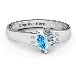 Twin Marquises and Accent Ring