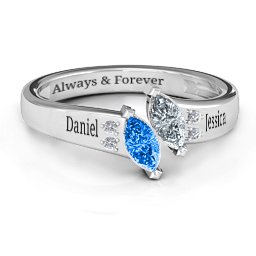 Twin Marquises and Accent Ring