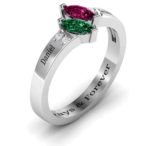 Twin Marquises and Accent Ring
