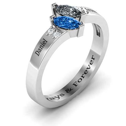 Twin Marquises and Accent Ring