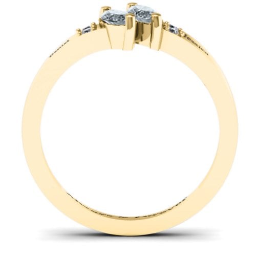 Twin Marquises and Accent Ring – 9kt Yellow Gold with Cubic Zirconia