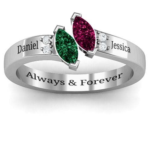 Twin Marquises and Accent Ring