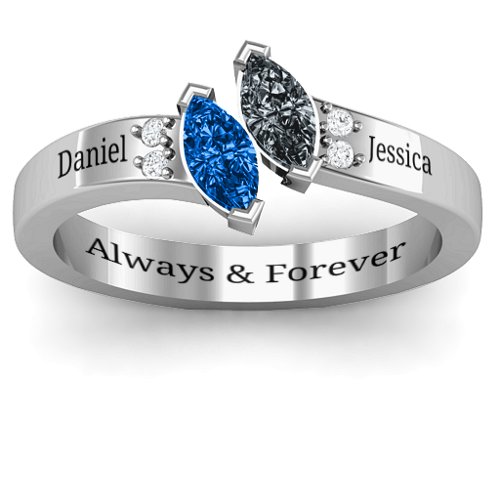 Twin Marquises and Accent Ring