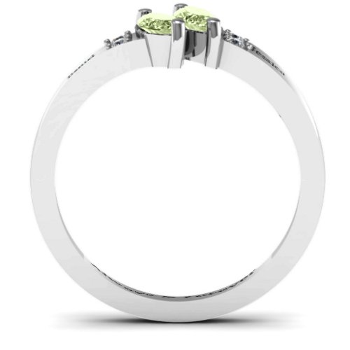 Twin Marquises and Accent Ring – Sterling Silver with Peridot and Cubic Zirconia