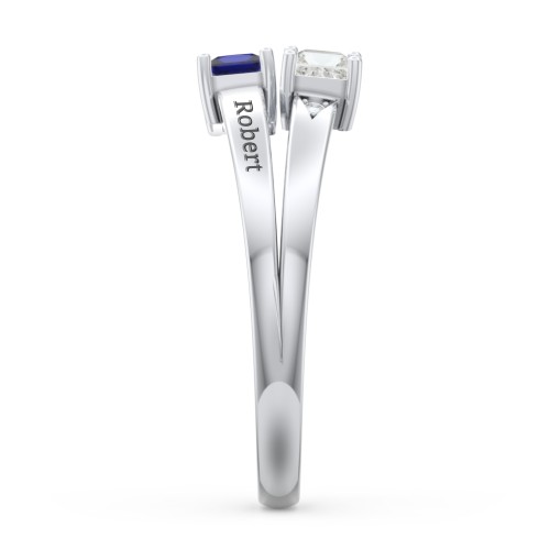 Two Stone Split Band Ring with Accents