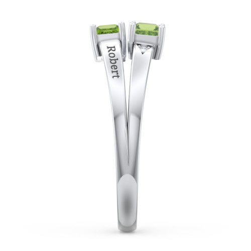 Two Stone Split Band Ring with Accents