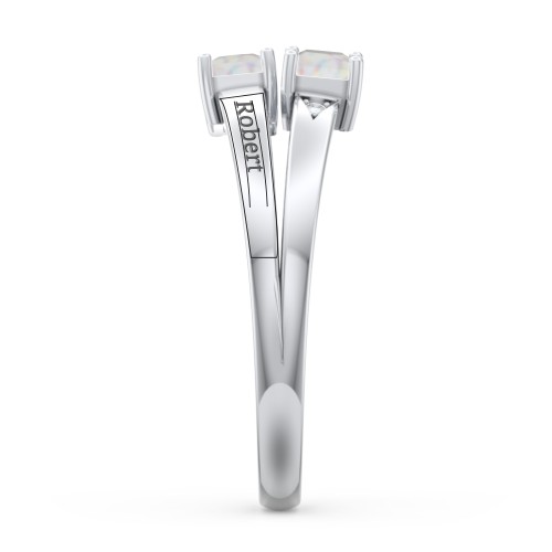 Two Stone Split Band Ring with Accents