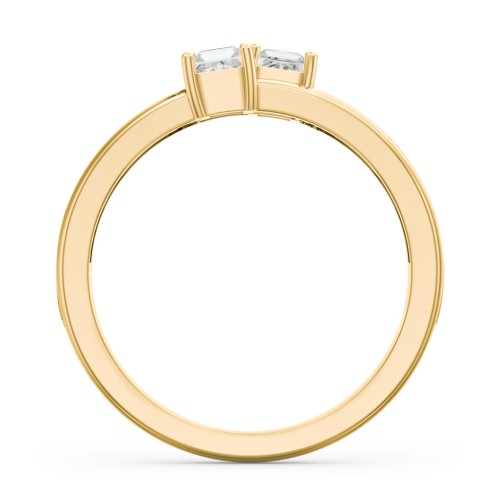 Two Stone Split Band Ring with Accents – 9kt Yellow Gold with Cubic Zirconia