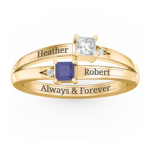 Two Stone Split Band Ring with Accents