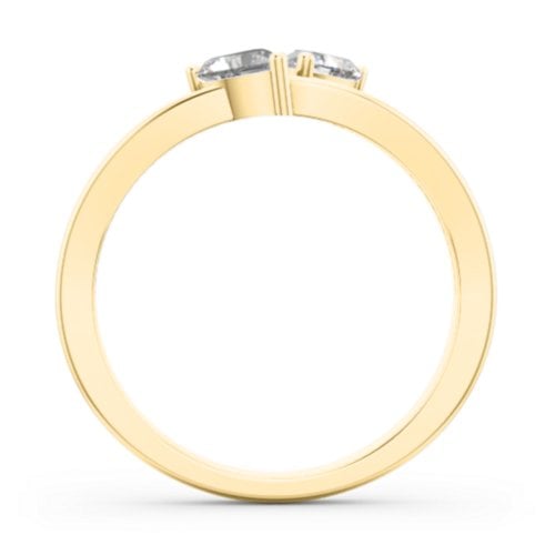 Twin Hearts Ring – 9kt Yellow Gold with Cubic Zirconia