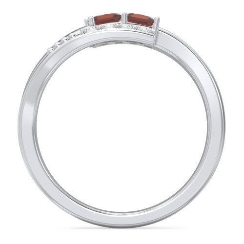 Engravable Bypass Ring with Princess Cut Gemstones and Accents