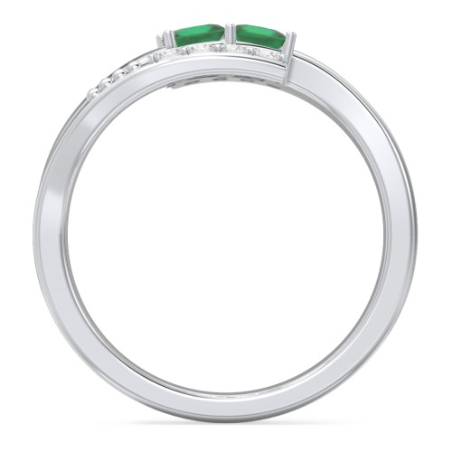 Engravable Bypass Ring with Princess Cut Gemstones and Accents