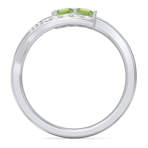 Engravable Bypass Ring with Princess Cut Gemstones and Accents