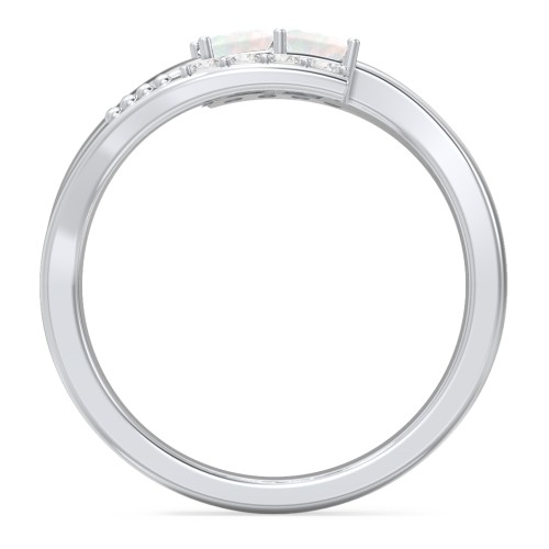 Engravable Bypass Ring with Princess Cut Gemstones and Accents