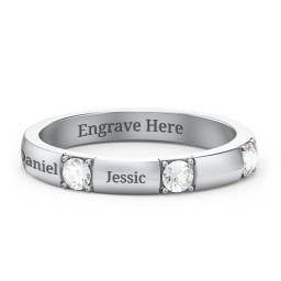 Elegant Three Gemstone Ring in 925 Sterling Silver with Cubic Zirconia