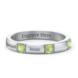 Elegant Three Gemstone Ring in 925 Sterling Silver with Peridot