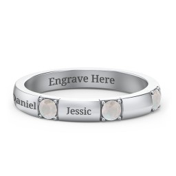 Elegant Three Gemstone Ring in 925 Sterling Silver with Opal
