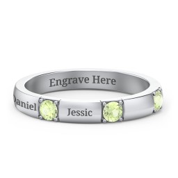 Elegant Three Gemstone Ring in 925 Sterling Silver with Peridot