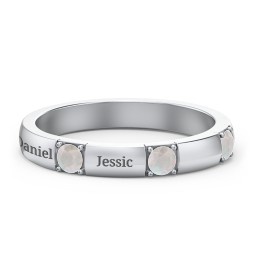 Elegant Three Gemstone Ring in 925 Sterling Silver with Opal