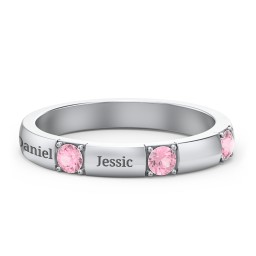 Elegant Three Gemstone Ring in 925 Sterling Silver with Pink Tourmaline