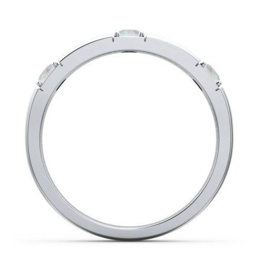 Elegant Three Gemstone Ring – Sterling Silver with Opal