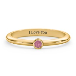 Classic Bezel Set Ring in 18K Gold Plated Silver with Pink Tourmaline
