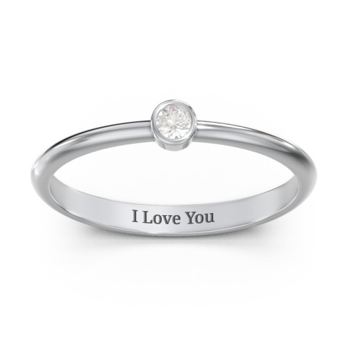 Classic Bezel Set Ring – Sterling Silver with Cubic Zirconia