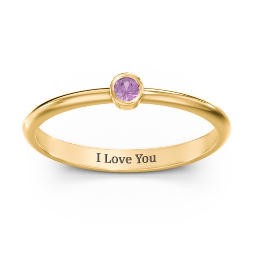 Classic Bezel Set Ring – 18K Gold Plated Silver with Amethyst