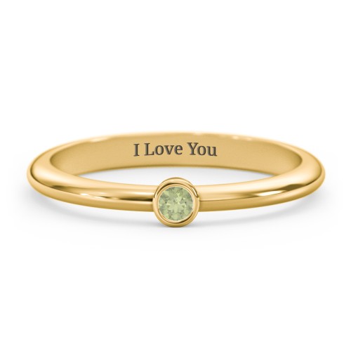 Classic Bezel Set Ring – 18K Gold Plated Silver with Peridot