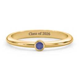 Classic Bezel Set Ring in 18K Gold Plated Silver with Blue Sapphire