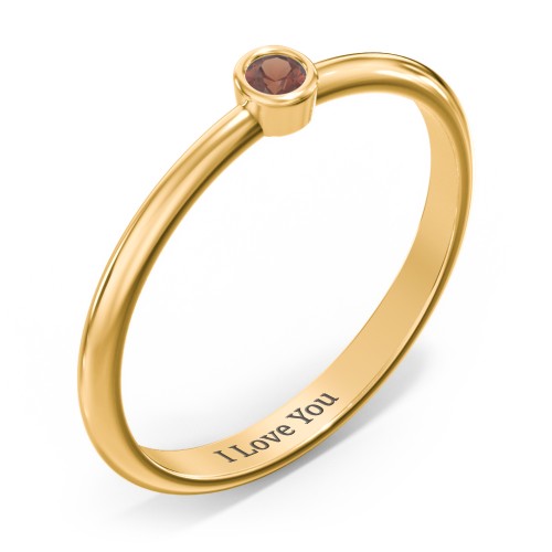 Classic Bezel Set Ring – 18K Gold Plated Silver with Garnet