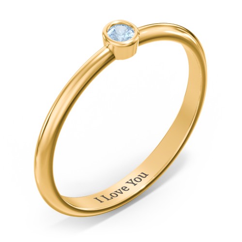 Classic Bezel Set Ring – 18K Gold Plated Silver with Blue Topaz