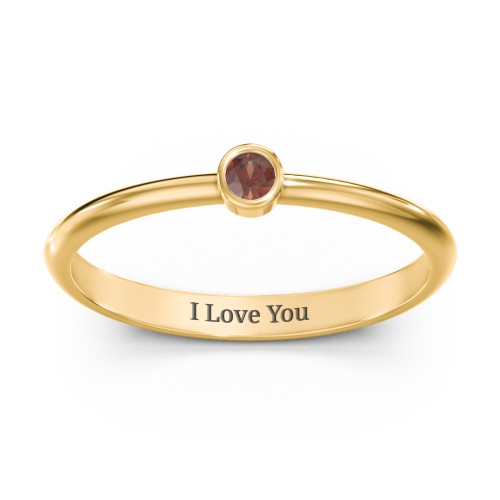 Classic Bezel Set Ring – 18K Gold Plated Silver with Garnet