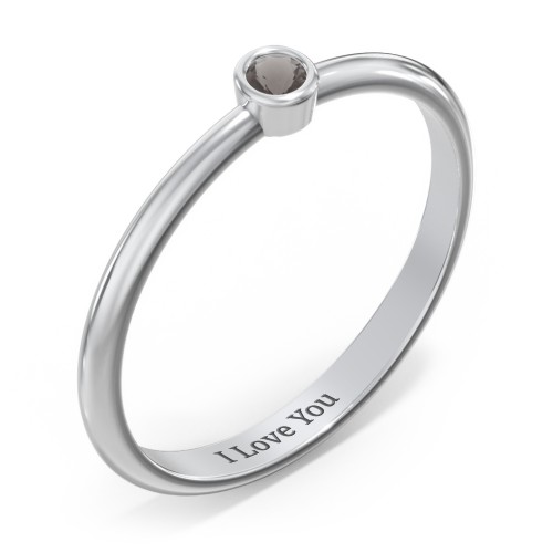 Classic Bezel Set Ring – Sterling Silver with Smokey Quartz