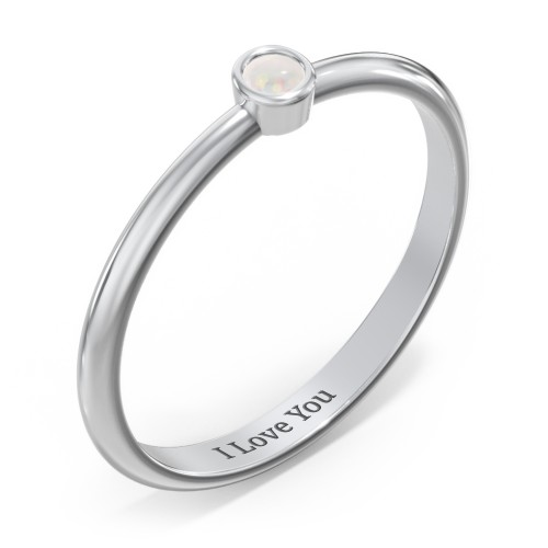 Classic Bezel Set Ring – Sterling Silver with Opal
