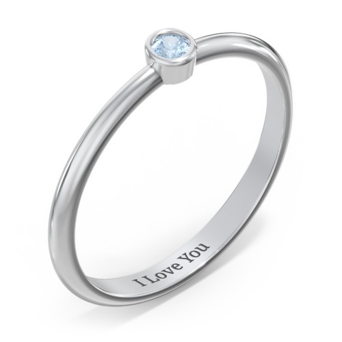 Classic Bezel Set Ring – Sterling Silver with Blue Topaz