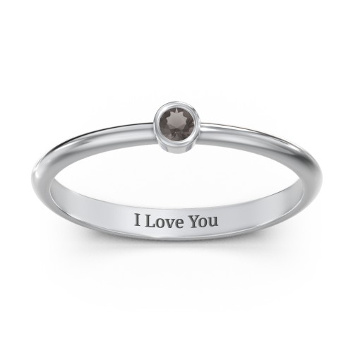 Classic Bezel Set Ring – Sterling Silver with Smokey Quartz