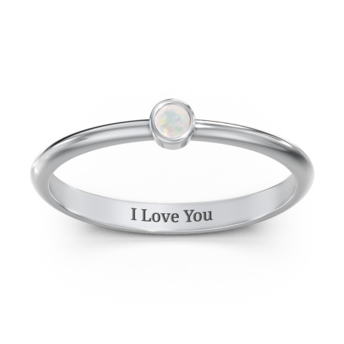 Classic Bezel Set Ring – Sterling Silver with Opal