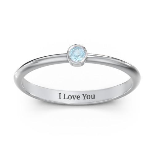 Classic Bezel Set Ring – Sterling Silver with Blue Topaz