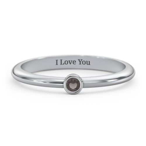 Classic Bezel Set Ring – Sterling Silver with Smokey Quartz