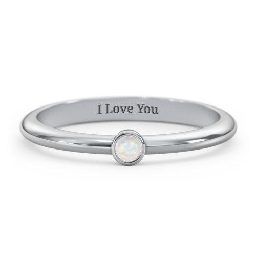 Classic Bezel Set Ring – Sterling Silver with Opal