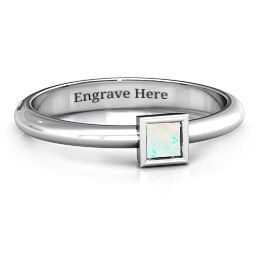 Ovation Classic Princess Setting Ring in 925 Sterling Silver with Opal
