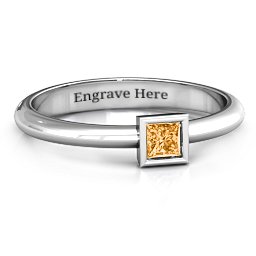 Ovation Classic Princess Setting Ring in 925 Sterling Silver with Citrine
