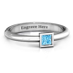 Ovation Classic Princess Setting Ring in 925 Sterling Silver with Blue Topaz