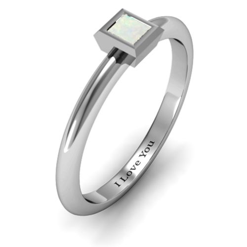 Ovation Classic Princess Setting Ring – Sterling Silver with Opal