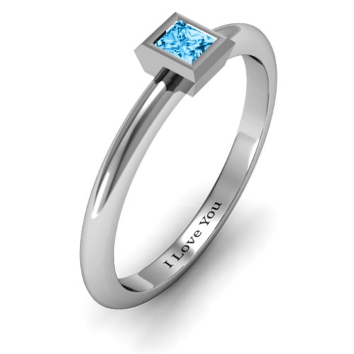 Ovation Classic Princess Setting Ring – Sterling Silver with Blue Topaz