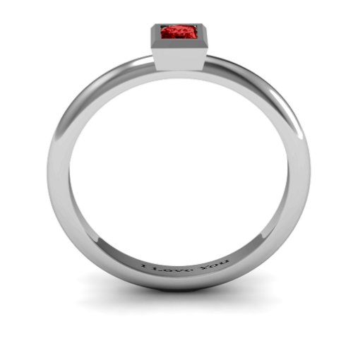 Ovation Classic Princess Setting Ring – Sterling Silver with Garnet