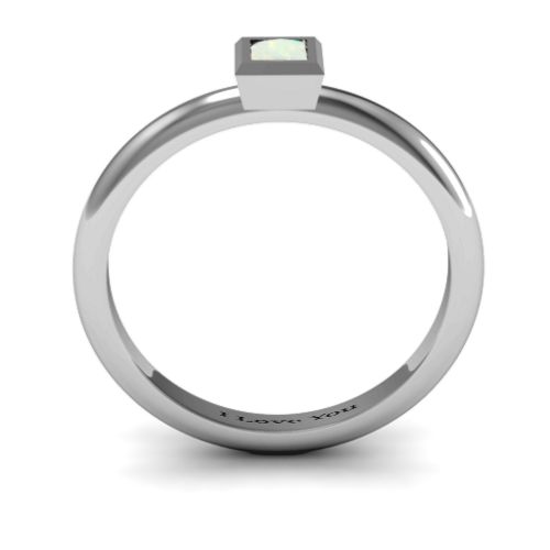Ovation Classic Princess Setting Ring – Sterling Silver with Opal