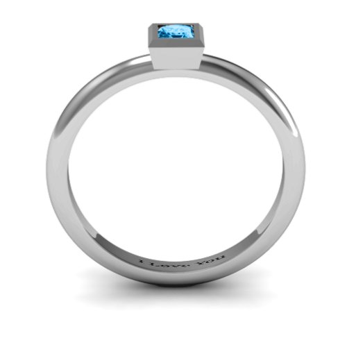 Ovation Classic Princess Setting Ring – Sterling Silver with Blue Topaz